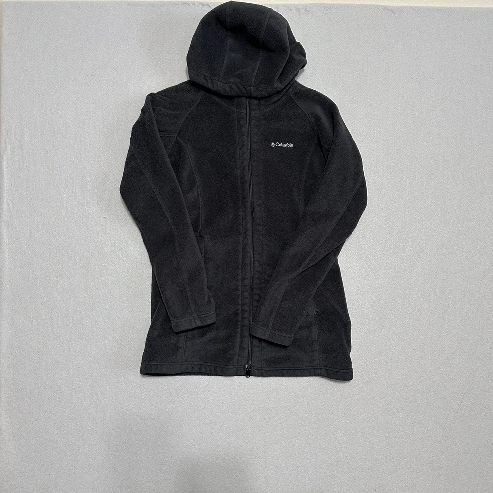 Columbia Womens Black Fleece Full Zip Hoodie Jacket Size Medium Outdoor Layer